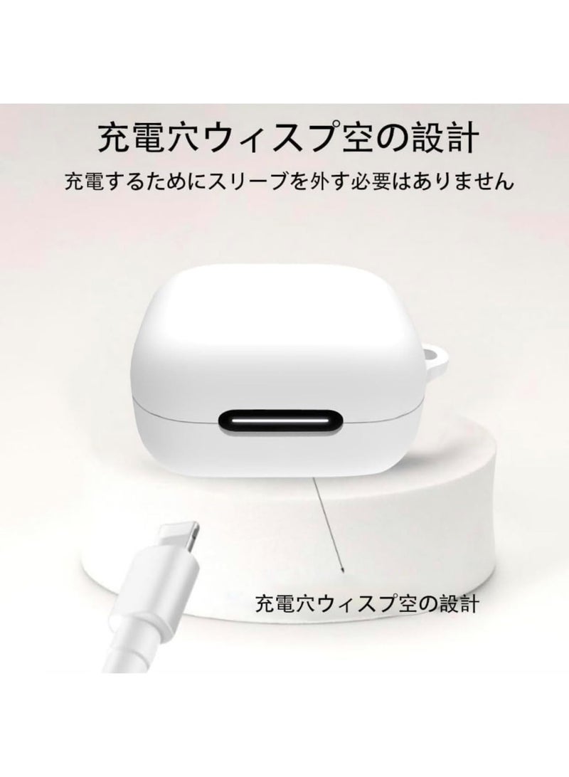 Compatible with Anker Soundcore R50i NC/Anker P30i Case Cover, Soft Silicone Shockproof Protective Case Wireless Earbuds with Carabiner, Front LED Visible (White) - Image 5